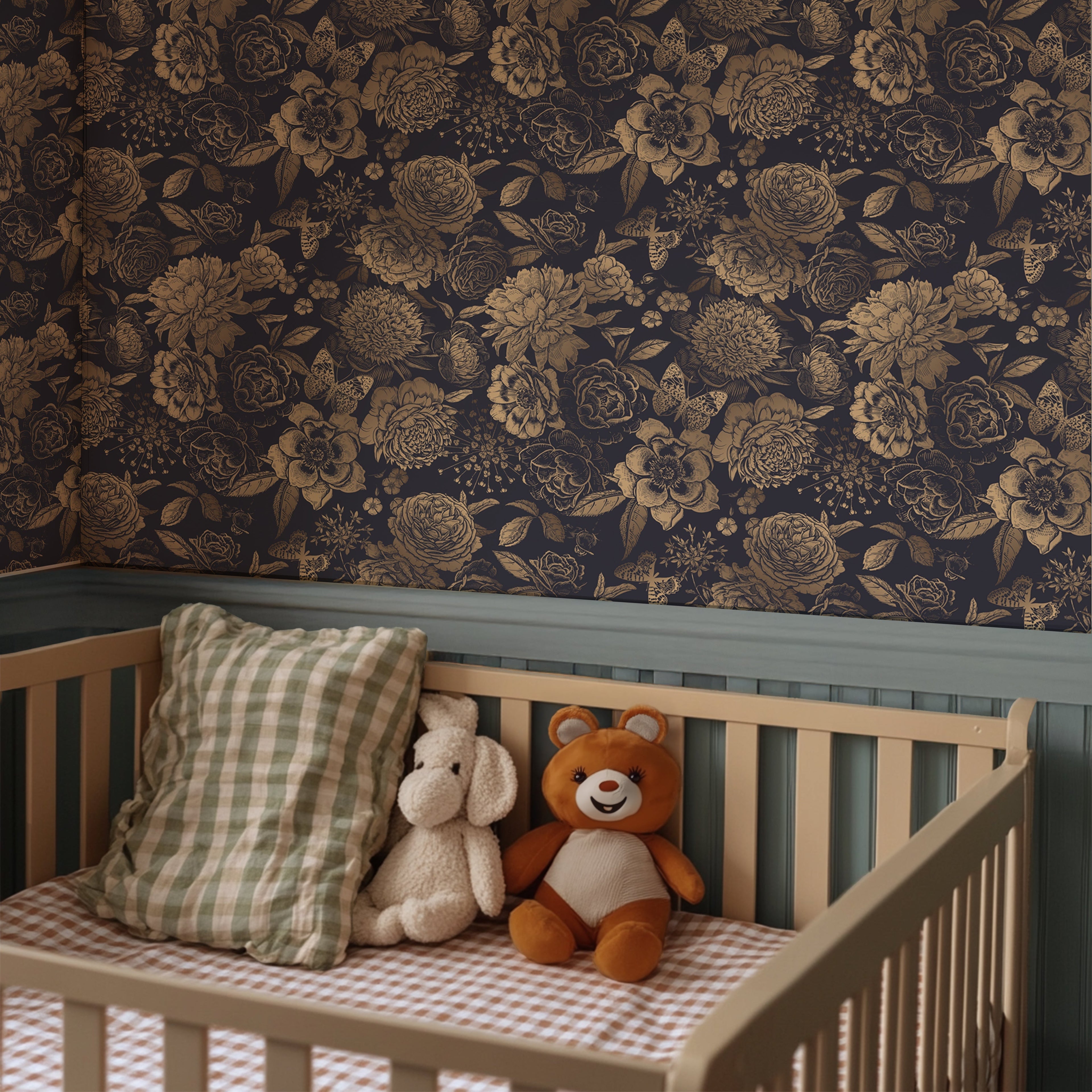 Vintage Flower Wallpaper Non-metallic gold